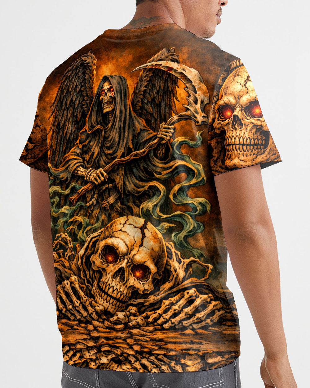 GRIM REAPER SKULL IN HELL ALL OVER PRINT  - TLHN1303262