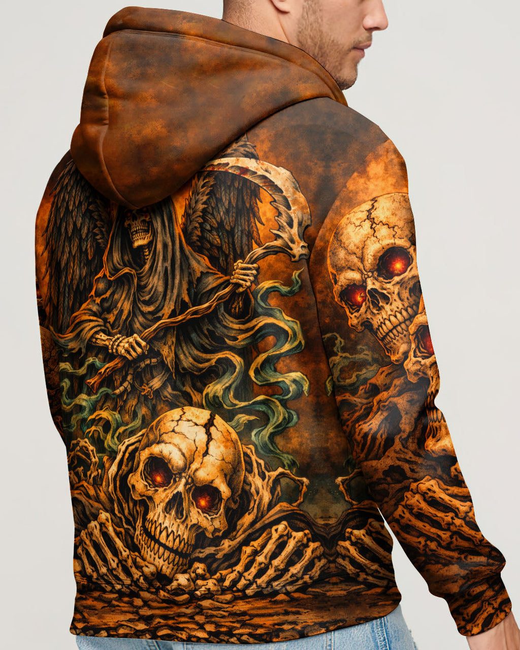 GRIM REAPER SKULL IN HELL ALL OVER PRINT  - TLHN1303262