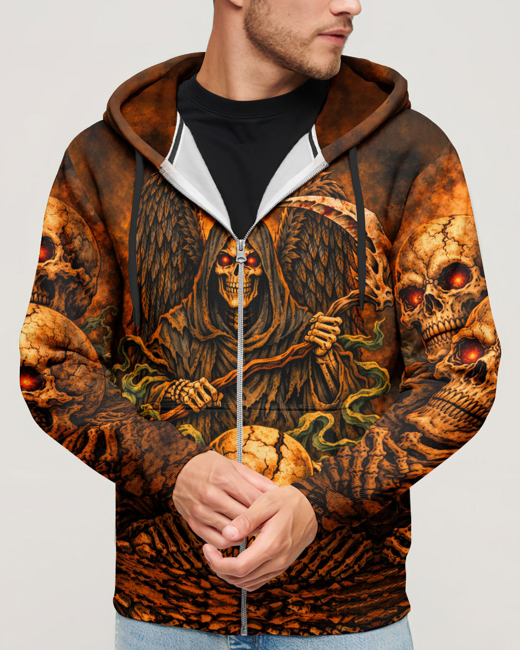 GRIM REAPER SKULL IN HELL ALL OVER PRINT  - TLHN1303262