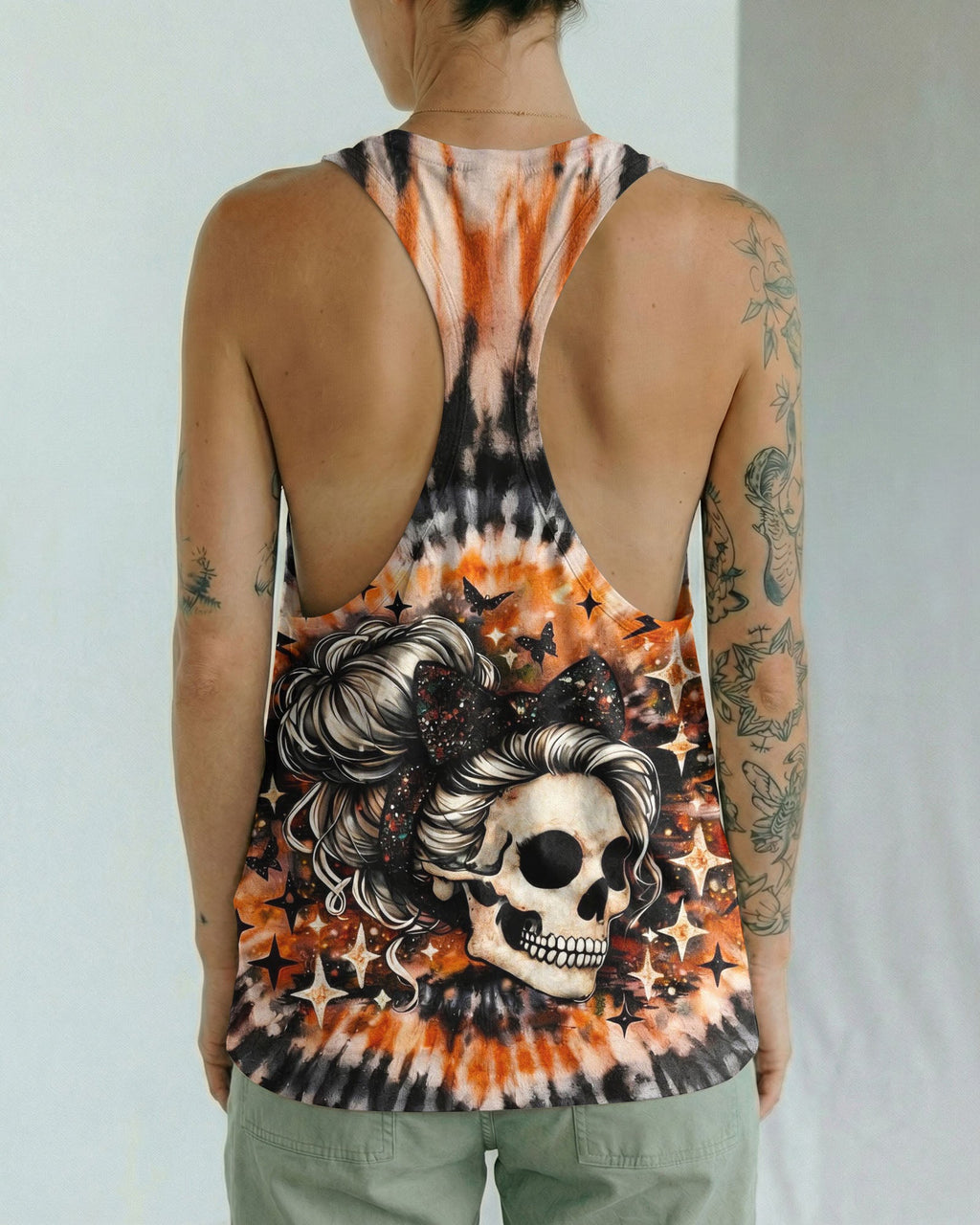 CUTE AS HELL MESSY BUN SKULL SWIRL ALL OVER PRINT - TLNO0204262