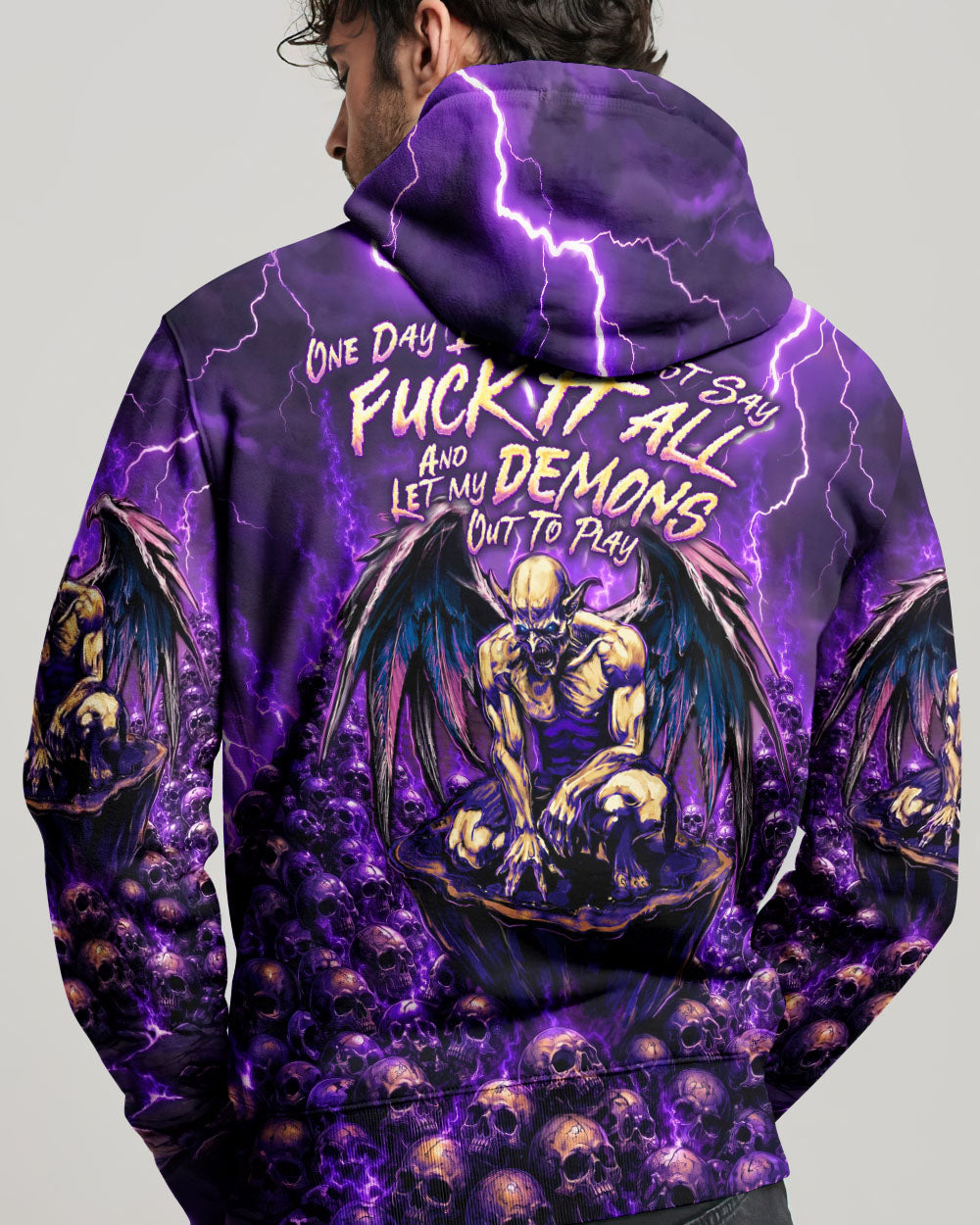 ONE DAY I'M GONNA JUST SAY DEMON SKULL WINGS ALL OVER PRINT - TLNO2005261