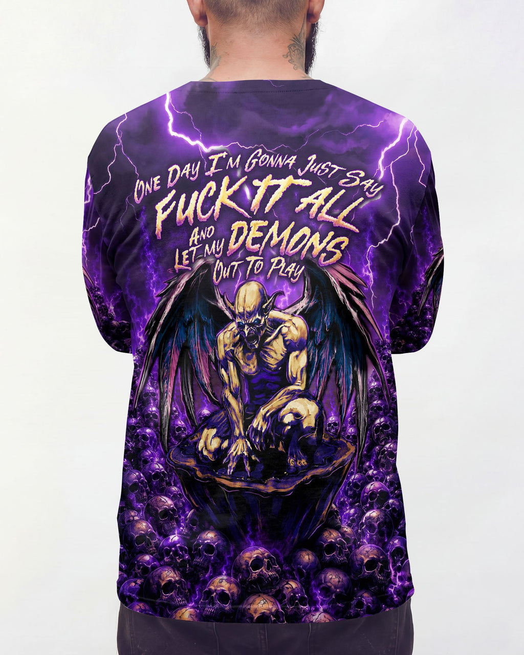 ONE DAY I'M GONNA JUST SAY DEMON SKULL WINGS ALL OVER PRINT - TLNO2005261