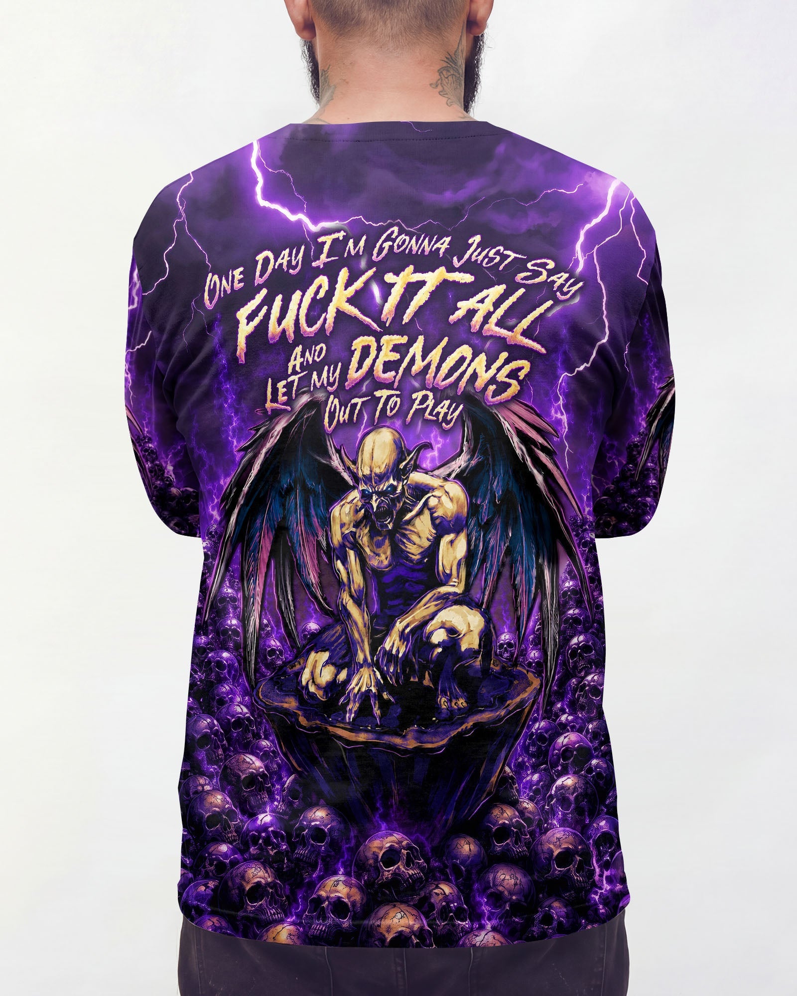 ONE DAY I'M GONNA JUST SAY DEMON SKULL WINGS ALL OVER PRINT - TLNO2005261