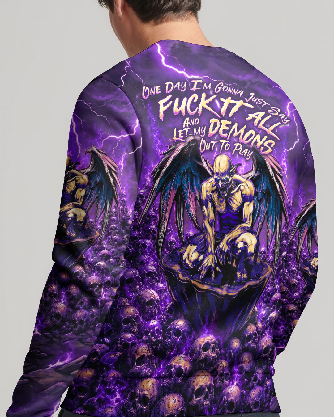 ONE DAY I'M GONNA JUST SAY DEMON SKULL WINGS ALL OVER PRINT - TLNO2005261