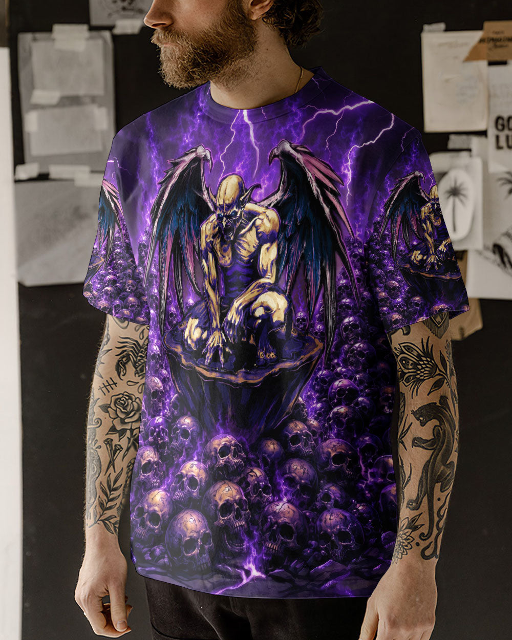 ONE DAY I'M GONNA JUST SAY DEMON SKULL WINGS ALL OVER PRINT - TLNO2005261