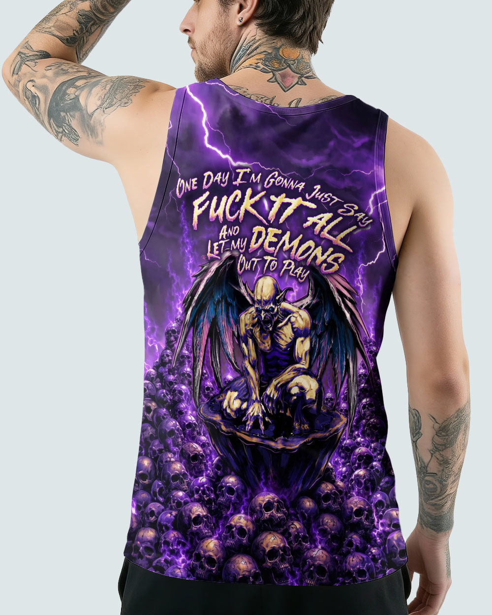 ONE DAY I'M GONNA JUST SAY DEMON SKULL WINGS ALL OVER PRINT - TLNO2005261