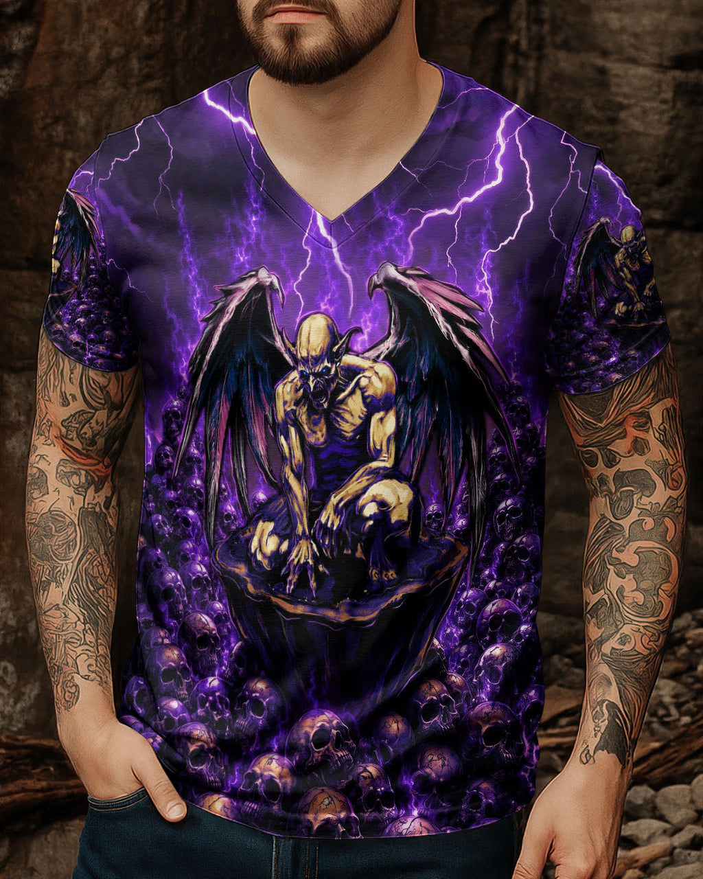 ONE DAY I'M GONNA JUST SAY DEMON SKULL WINGS ALL OVER PRINT - TLNO2005261