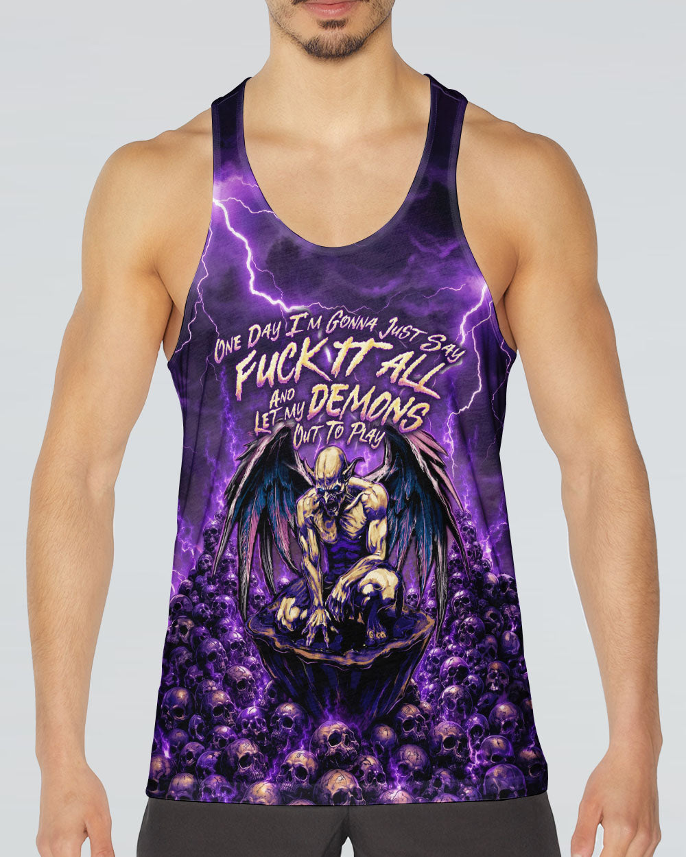 ONE DAY I'M GONNA JUST SAY DEMON SKULL WINGS ALL OVER PRINT - TLNO2005261