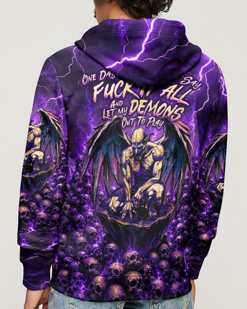 ONE DAY I'M GONNA JUST SAY DEMON SKULL WINGS ALL OVER PRINT - TLNO2005261
