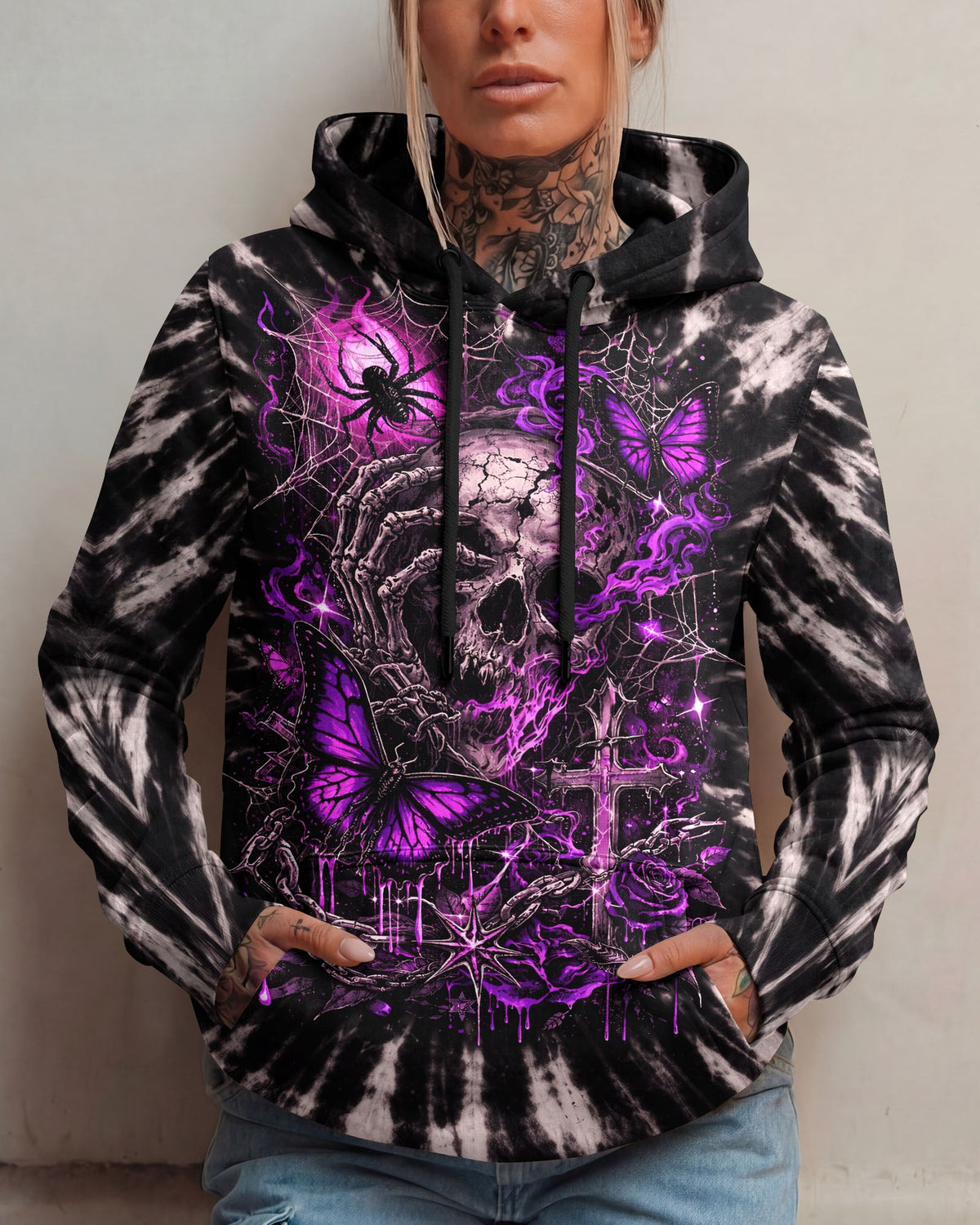 SKULL BUTTERFLY SWIRL  ALL OVER PRINT - TLNT0104261