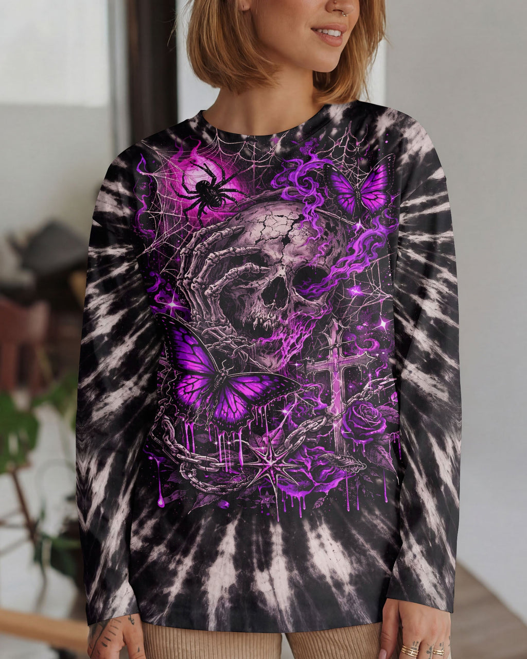 SKULL BUTTERFLY SWIRL  ALL OVER PRINT - TLNT0104261