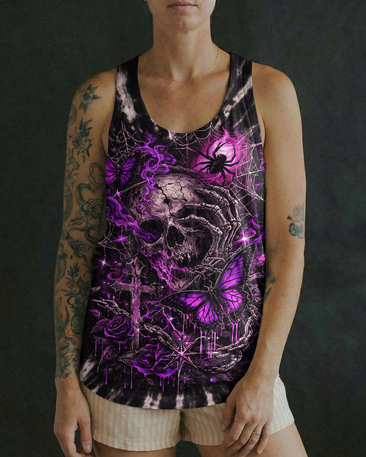 SKULL BUTTERFLY SWIRL  ALL OVER PRINT - TLNT0104261