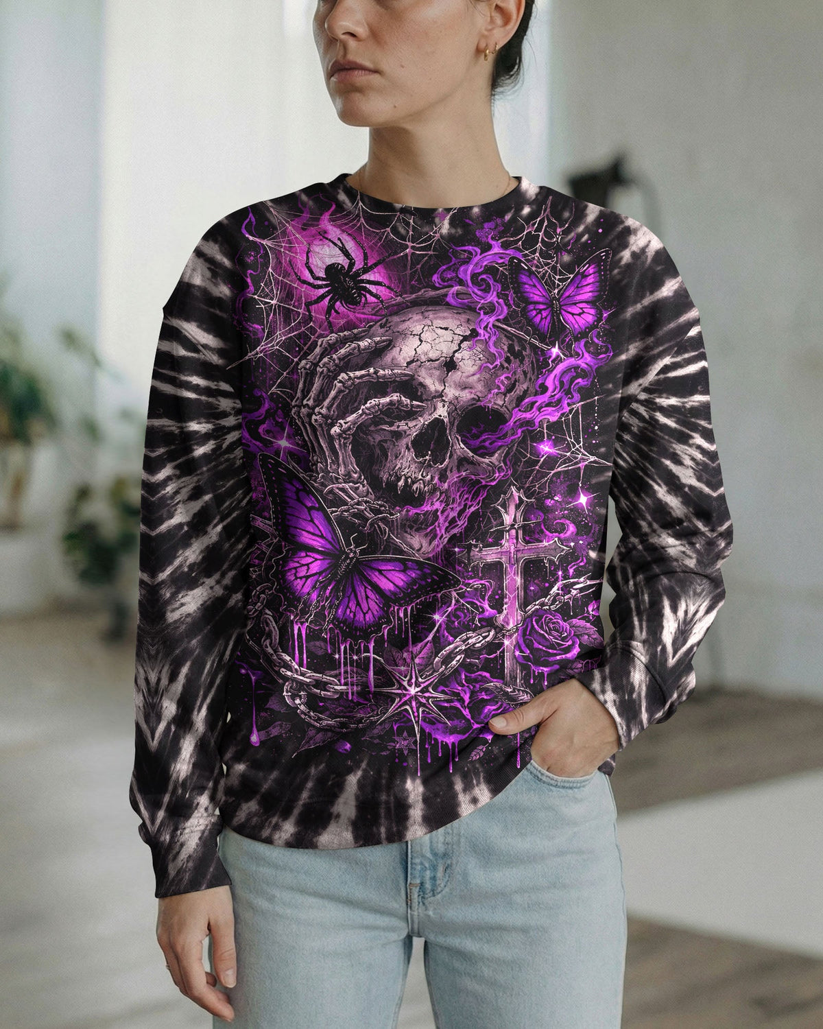 SKULL BUTTERFLY SWIRL  ALL OVER PRINT - TLNT0104261