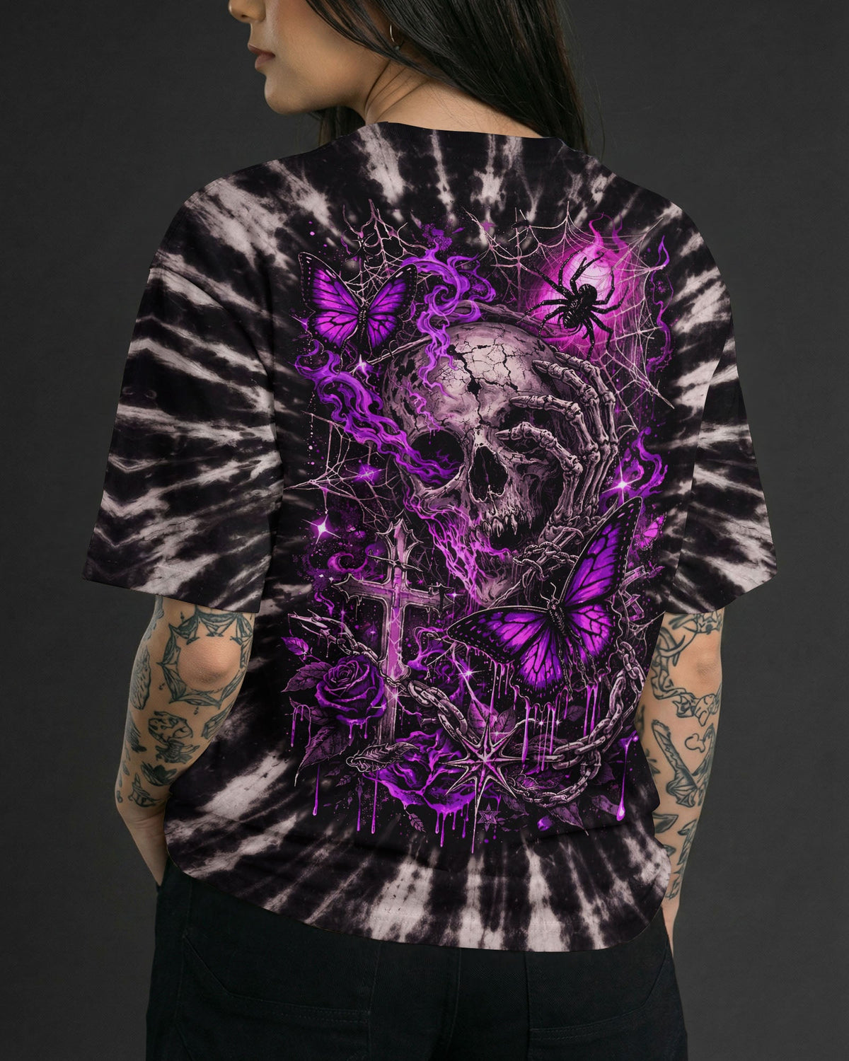 SKULL BUTTERFLY SWIRL  ALL OVER PRINT - TLNT0104261
