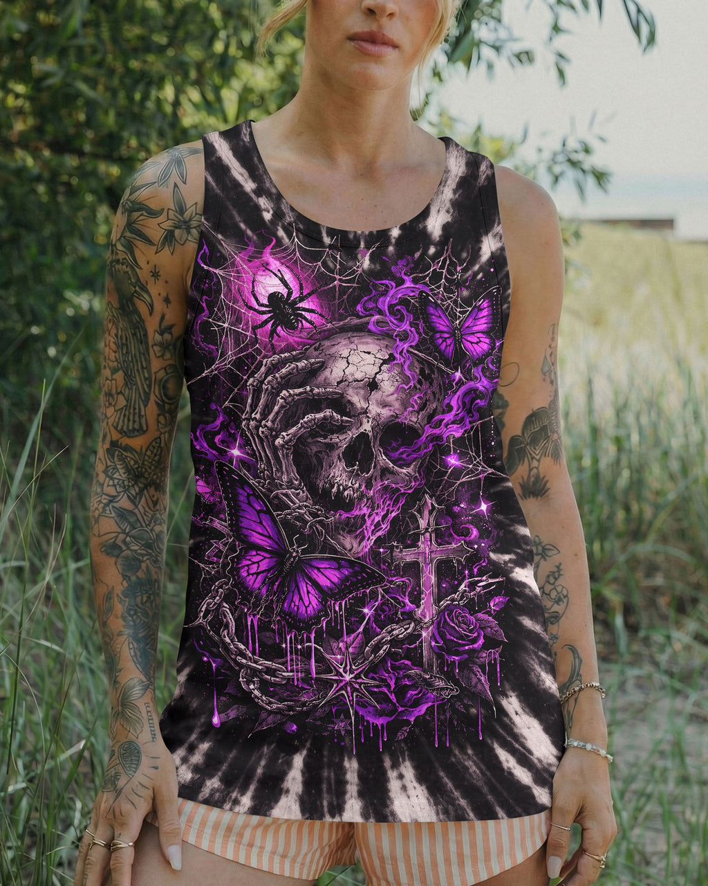 SKULL BUTTERFLY SWIRL  ALL OVER PRINT - TLNT0104261