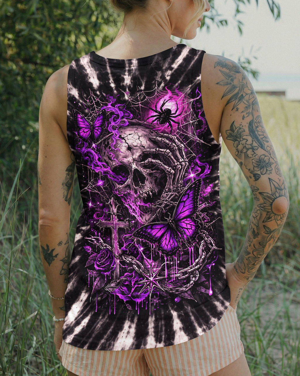 SKULL BUTTERFLY SWIRL  ALL OVER PRINT - TLNT0104261