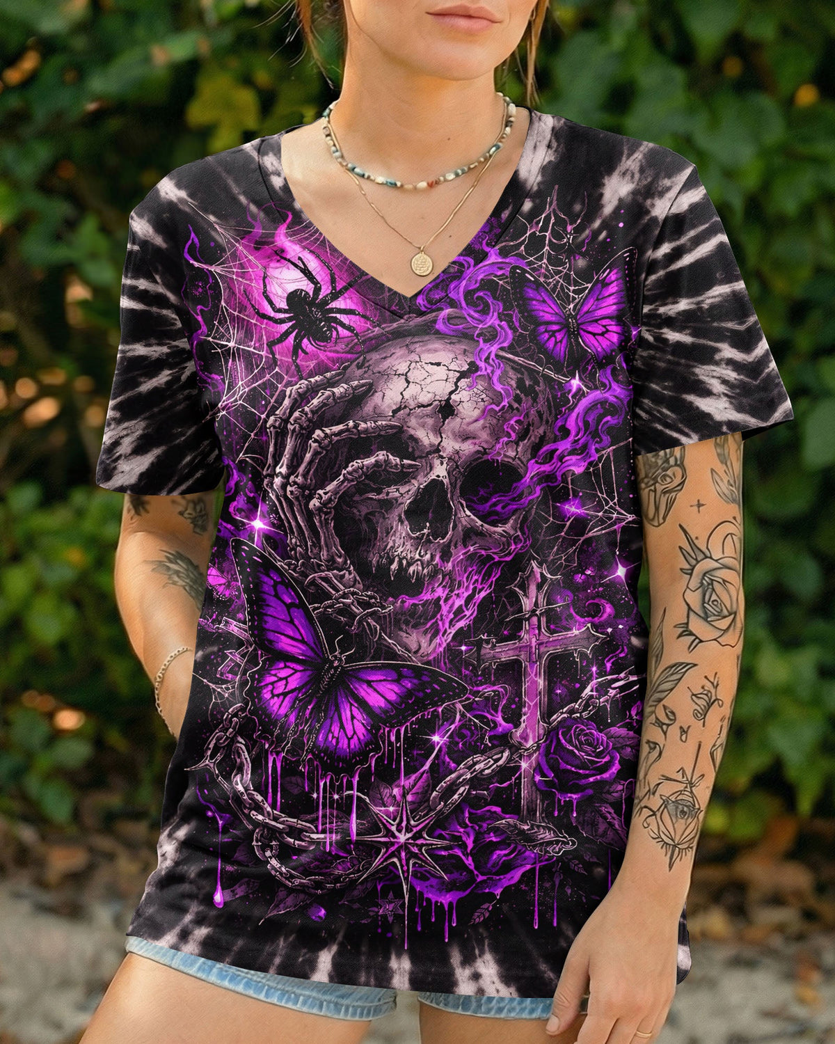 SKULL BUTTERFLY SWIRL  ALL OVER PRINT - TLNT0104261