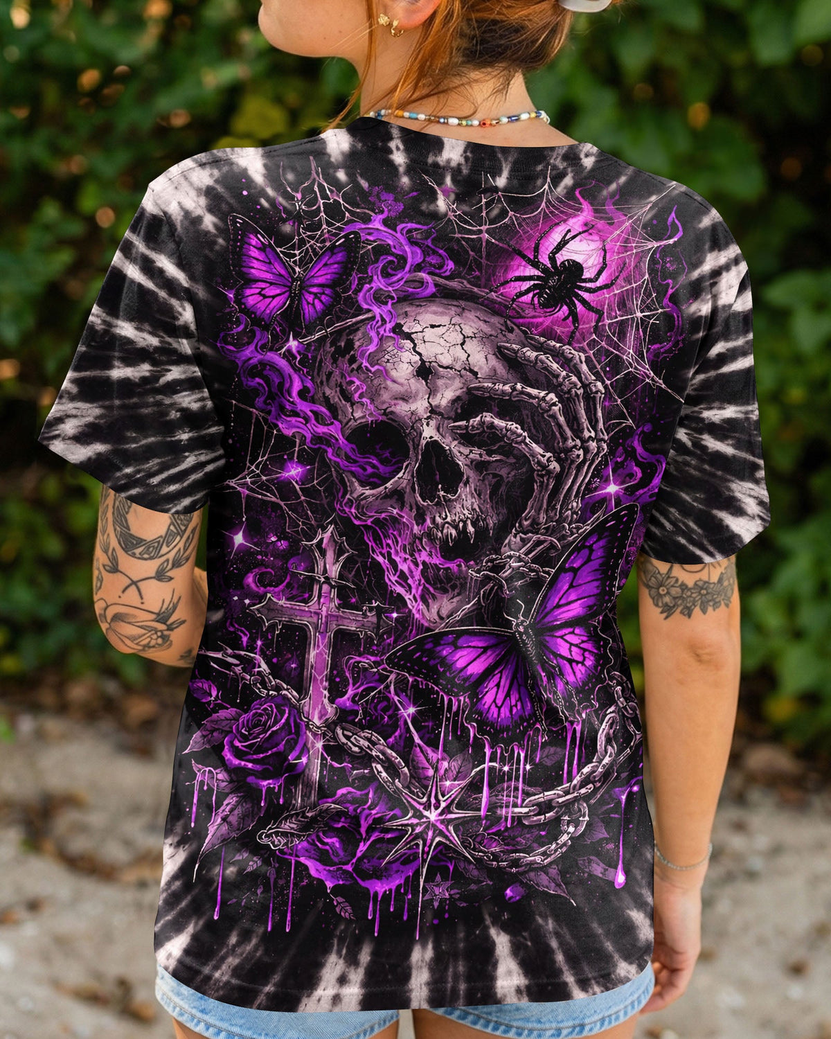 SKULL BUTTERFLY SWIRL  ALL OVER PRINT - TLNT0104261