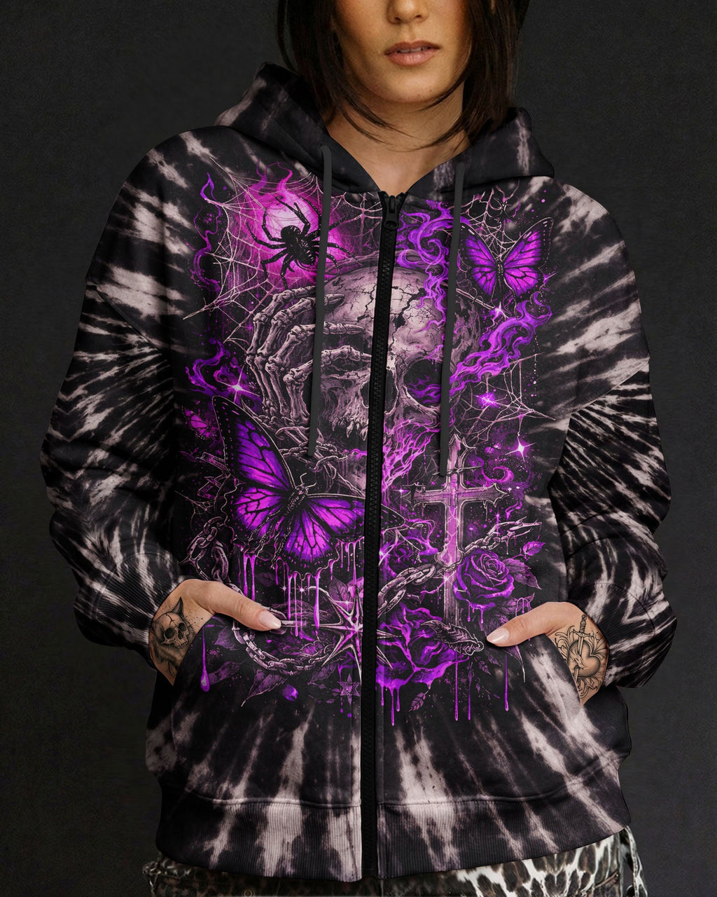 SKULL BUTTERFLY SWIRL  ALL OVER PRINT - TLNT0104261