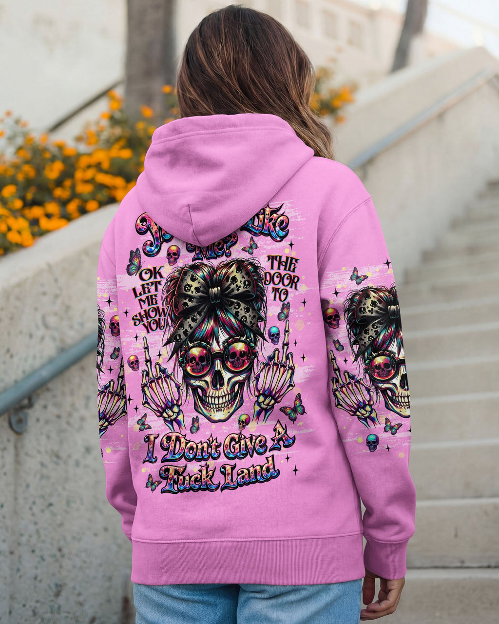 YOU DON'T LIKE ME MESSY BUN SKULL  ALL OVER PRINT  - TLNT1004261