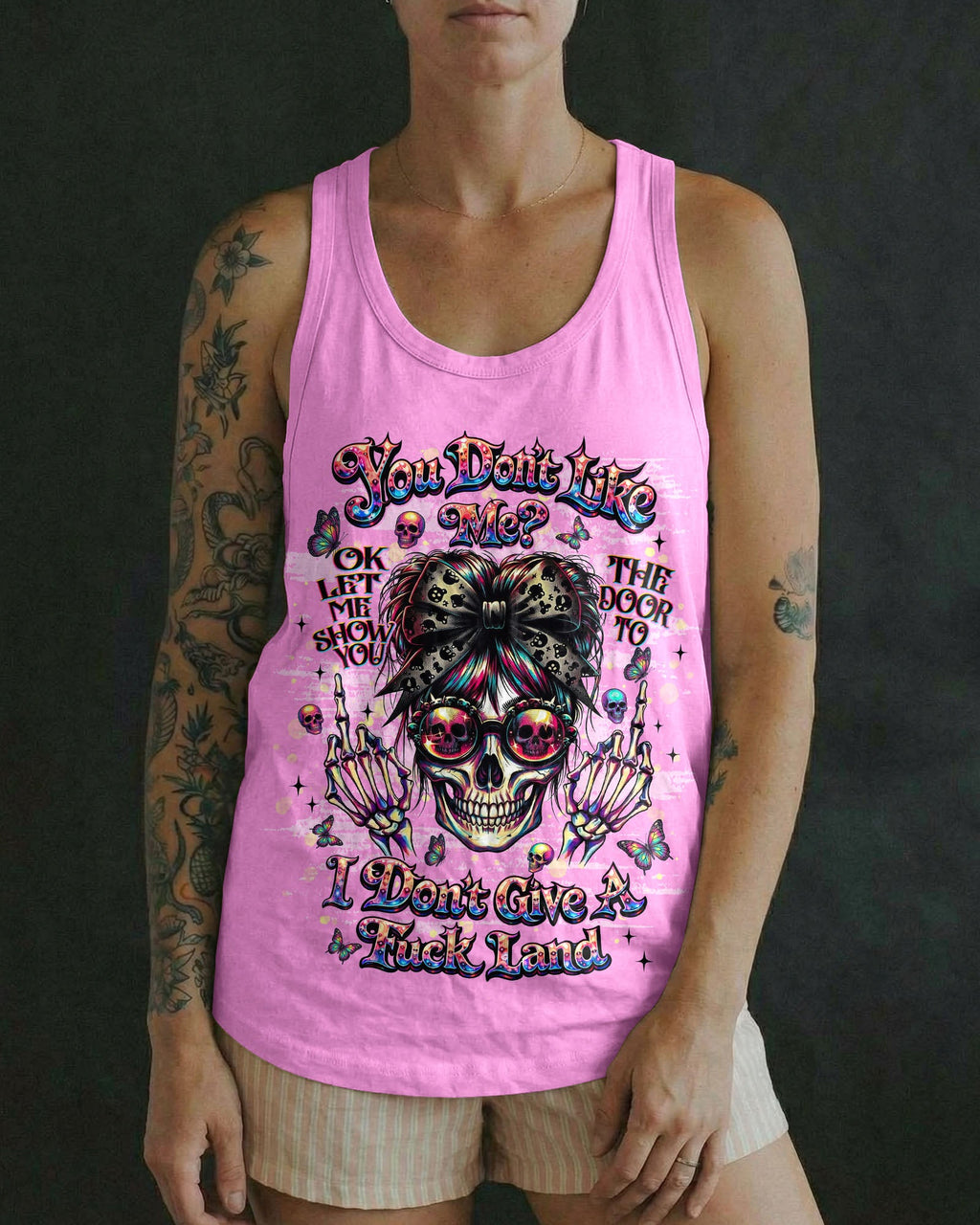 YOU DON'T LIKE ME MESSY BUN SKULL  ALL OVER PRINT  - TLNT1004261