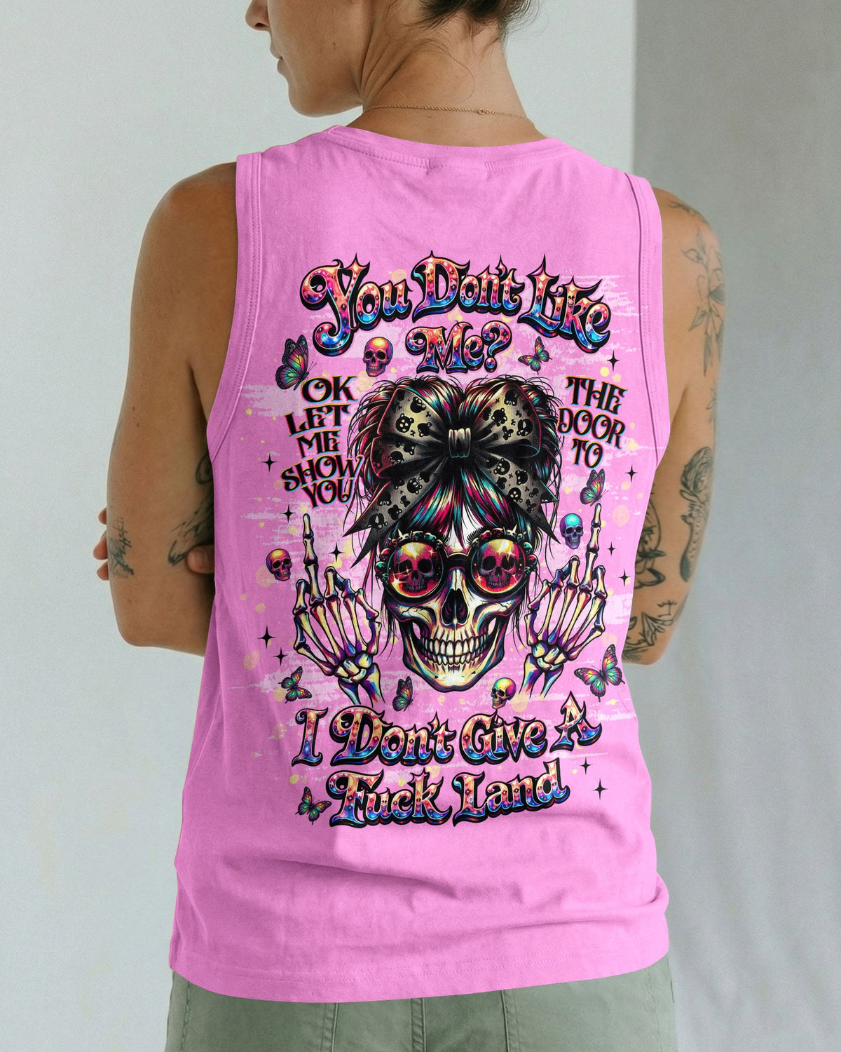 YOU DON'T LIKE ME MESSY BUN SKULL  ALL OVER PRINT  - TLNT1004261