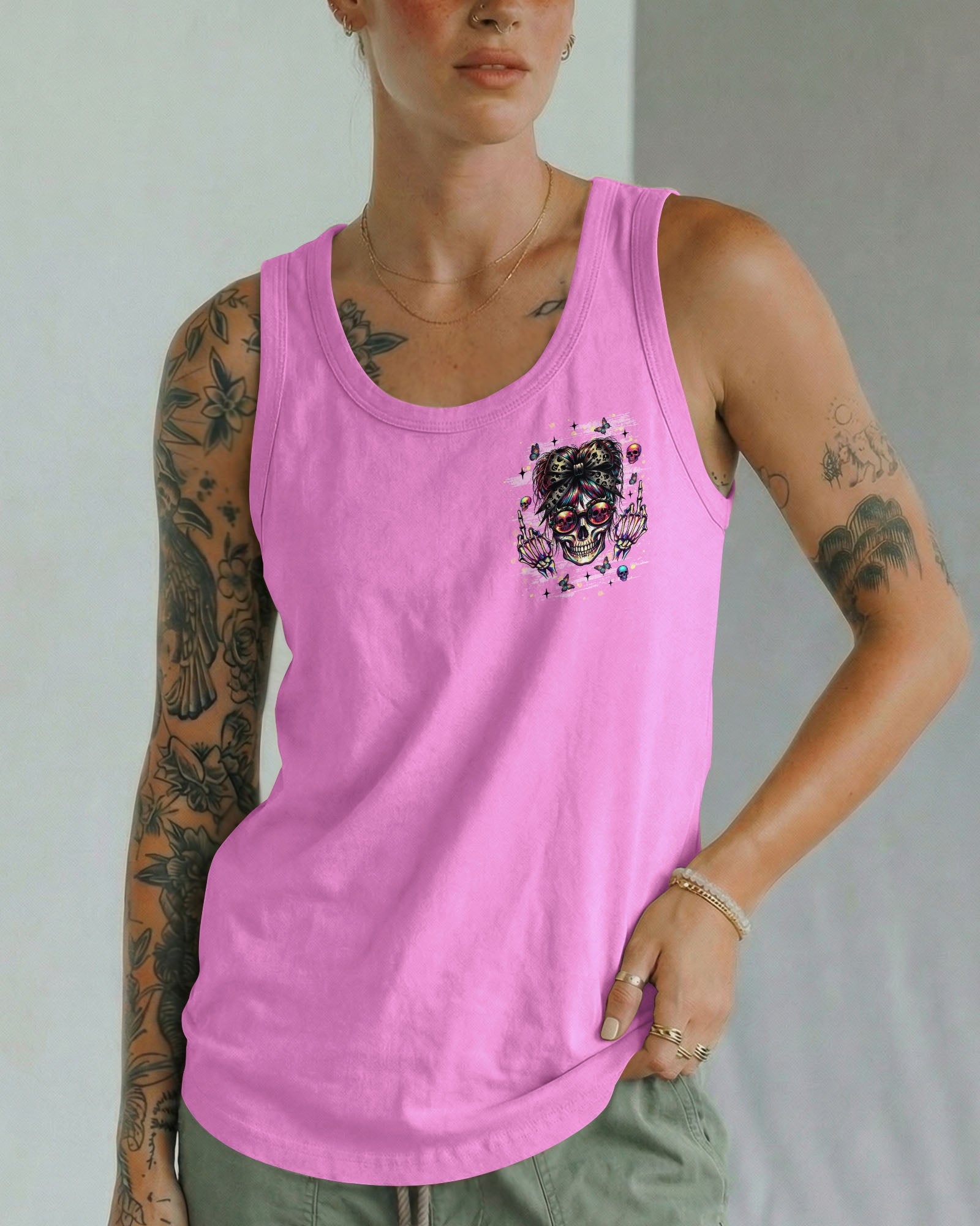 YOU DON'T LIKE ME MESSY BUN SKULL  ALL OVER PRINT  - TLNT1004261