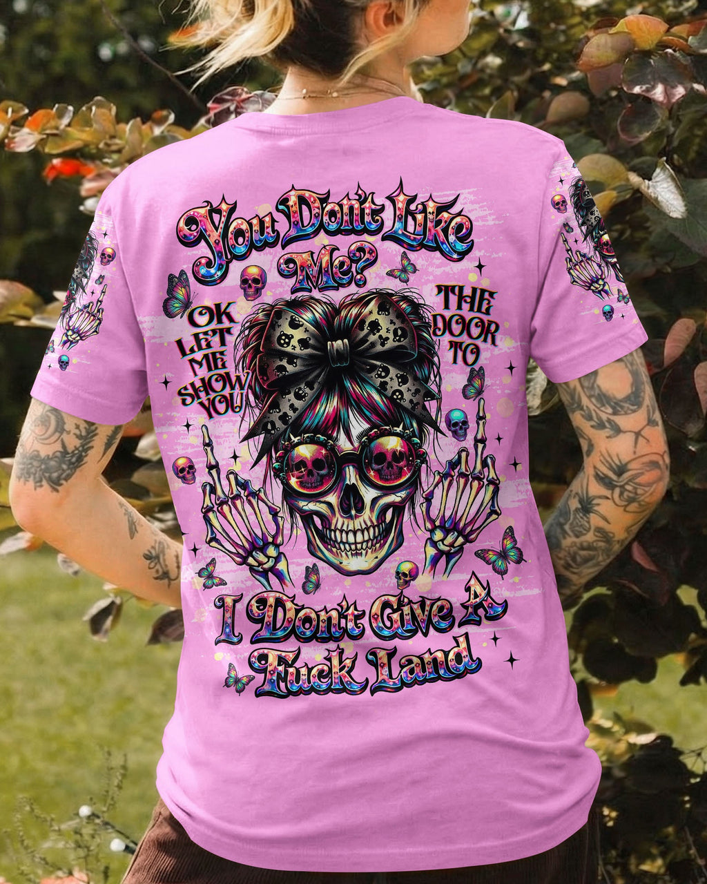 YOU DON'T LIKE ME MESSY BUN SKULL  ALL OVER PRINT  - TLNT1004261