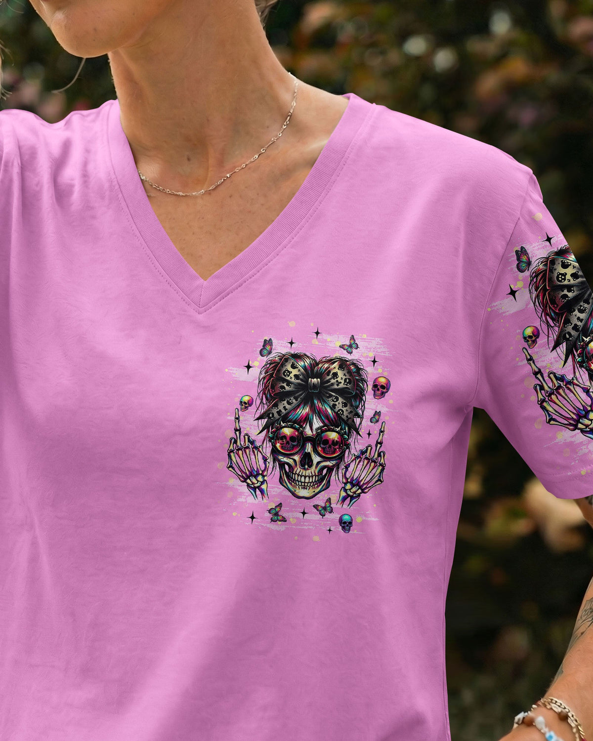 YOU DON'T LIKE ME MESSY BUN SKULL  ALL OVER PRINT  - TLNT1004261