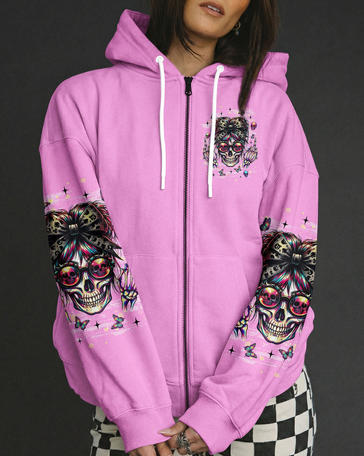 YOU DON'T LIKE ME MESSY BUN SKULL  ALL OVER PRINT  - TLNT1004261