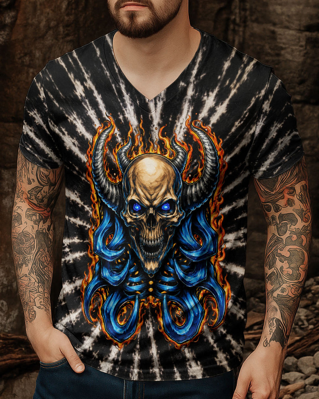 SKULL DEMON FLAMES  ALL OVER PRINT - TLNT2005262