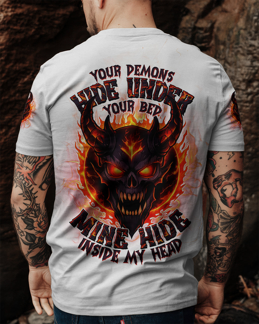 YOUR DEMONS HIDE UNDER YOUR BED DEVIL SKULL ALL OVER PRINT - TLTW0501262
