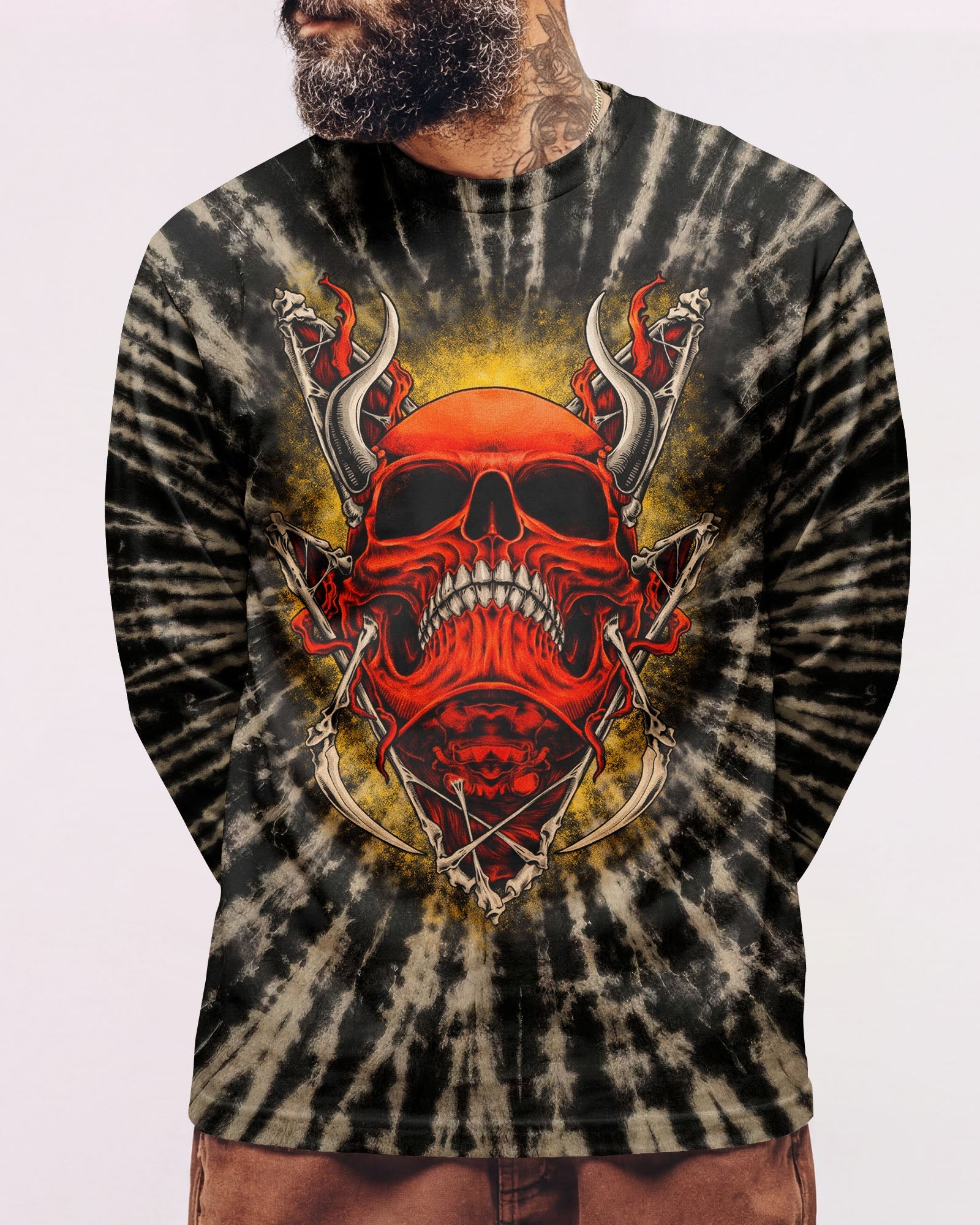 RED DEMON SKULL SWIRL ALL OVER PRINT  - TLTW0704261