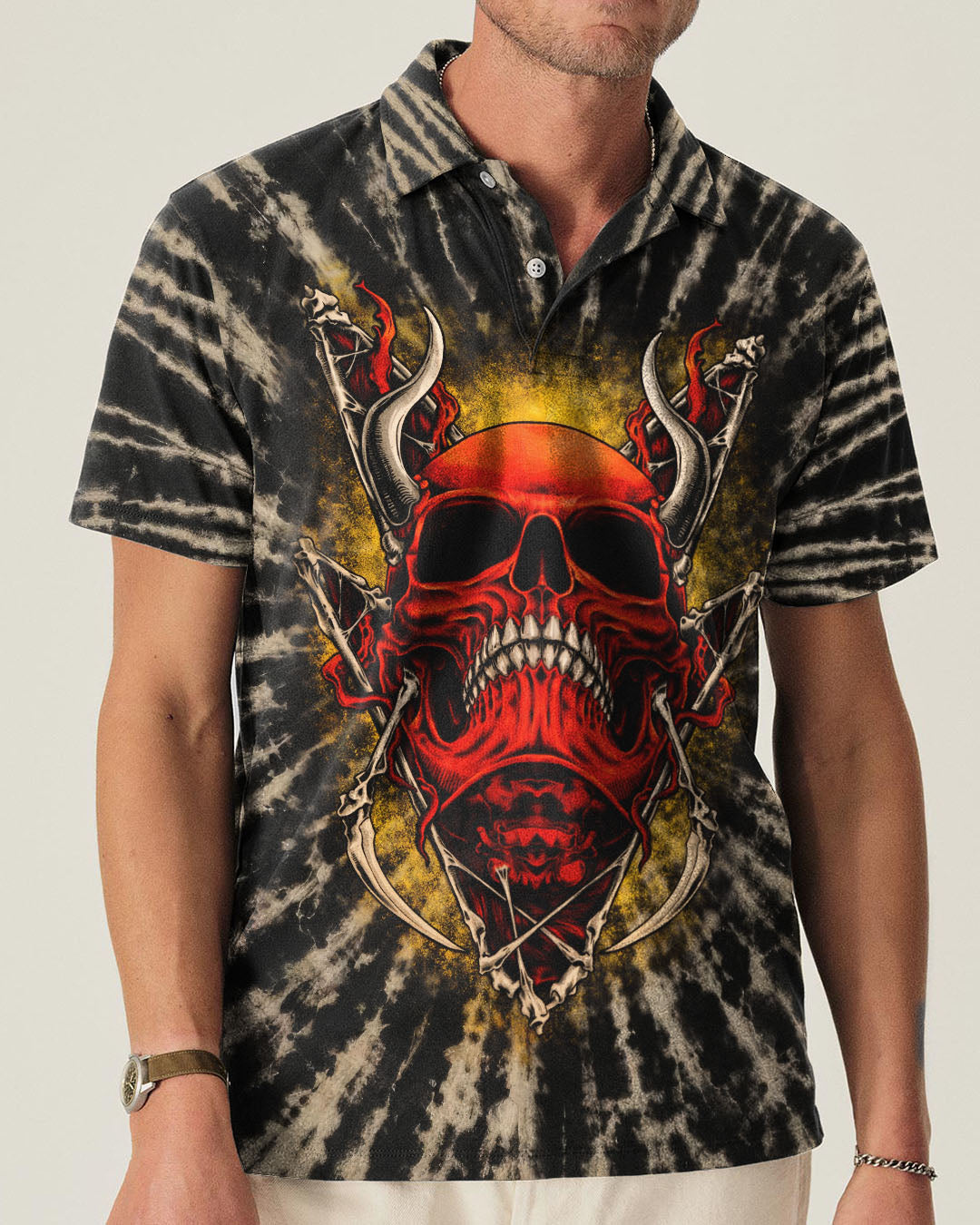 RED DEMON SKULL SWIRL ALL OVER PRINT  - TLTW0704261