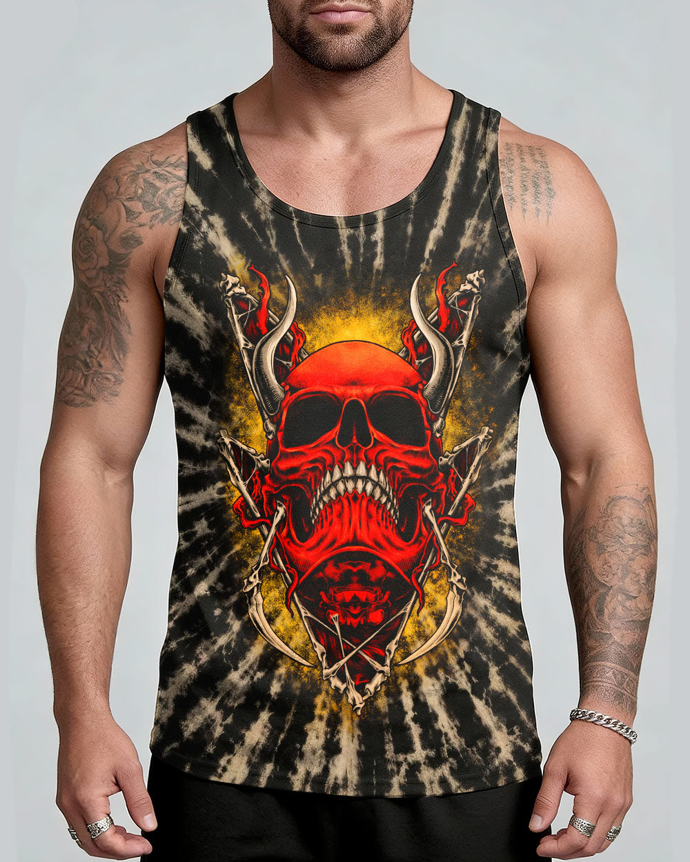 RED DEMON SKULL SWIRL ALL OVER PRINT  - TLTW0704261
