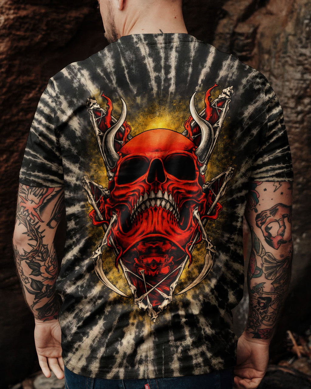 RED DEMON SKULL SWIRL ALL OVER PRINT  - TLTW0704261