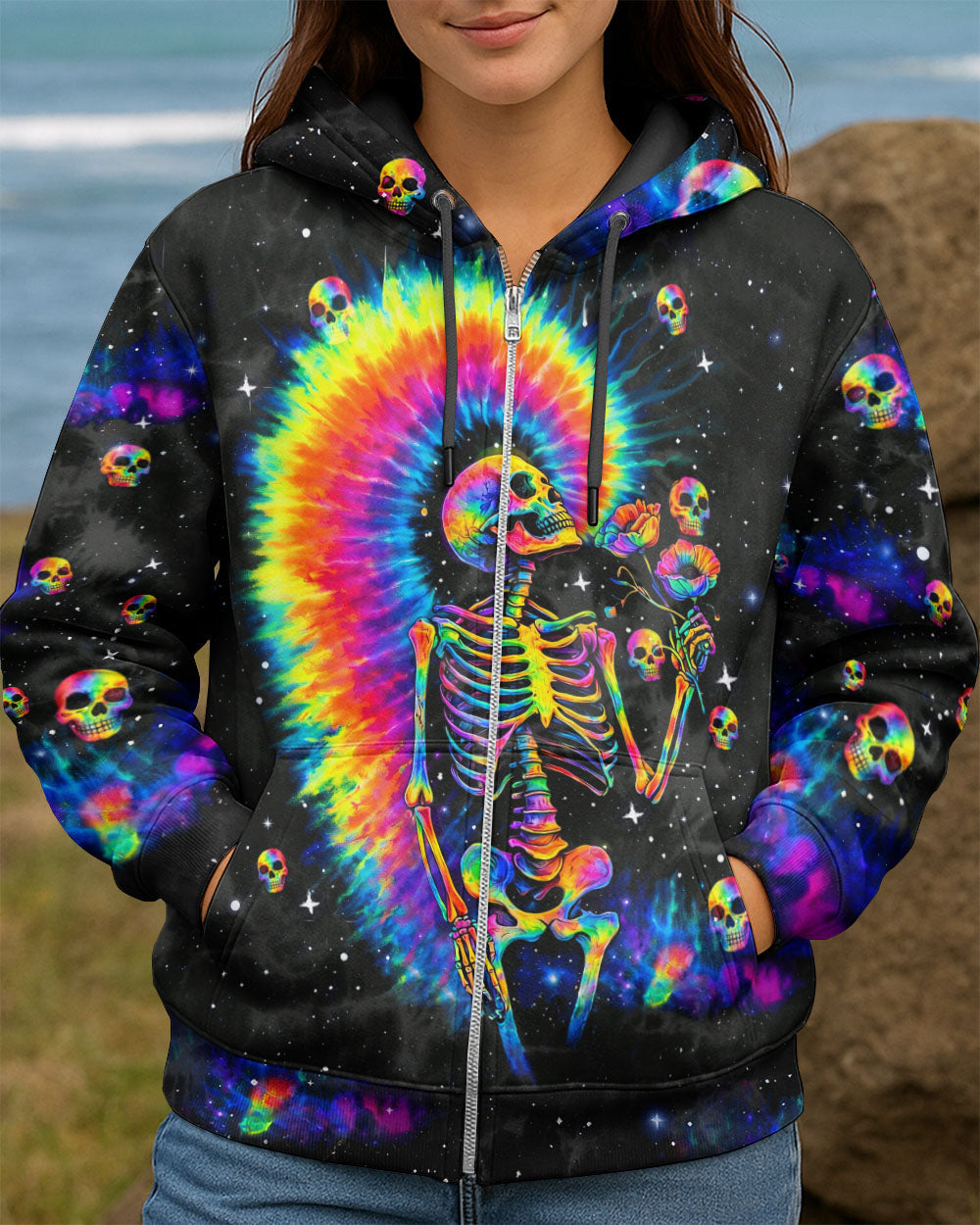 SKELETON RAINBOW SWIRL  ALL OVER PRINT - TLTW0901263