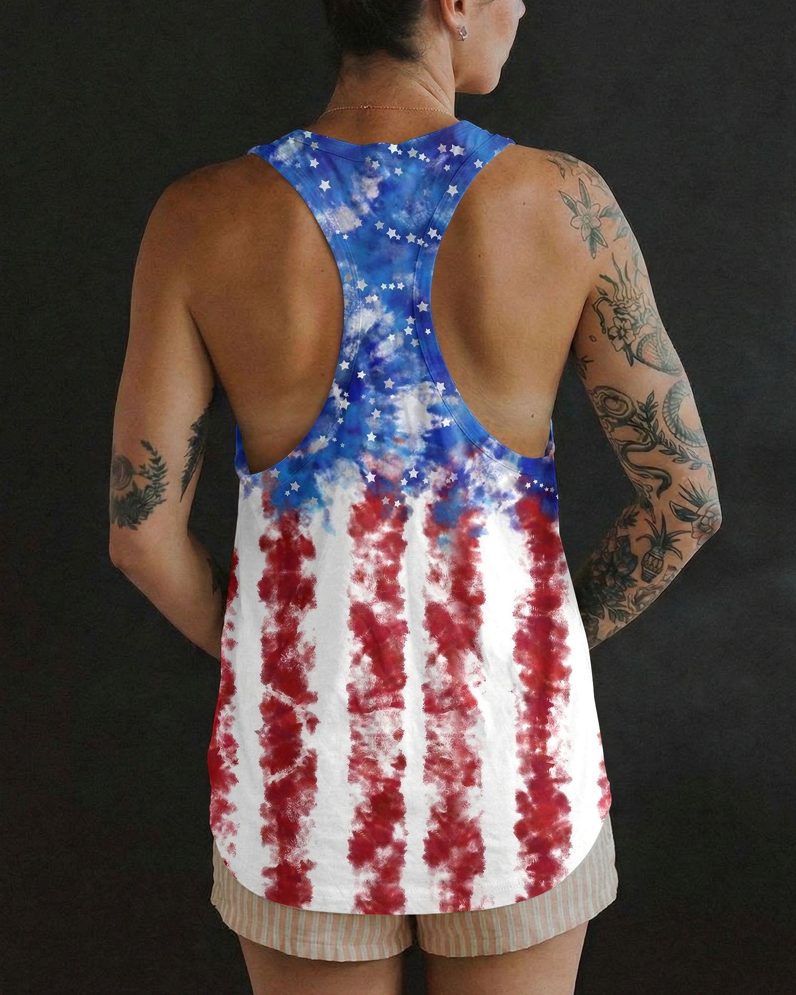 LOVE SKULL RED WHITE AND BLUE ALL OVER PRINT - TYLN2004261
