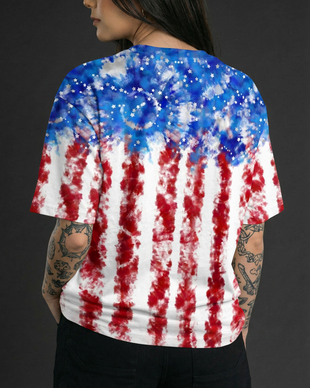 LOVE SKULL RED WHITE AND BLUE ALL OVER PRINT - TYLN2004261