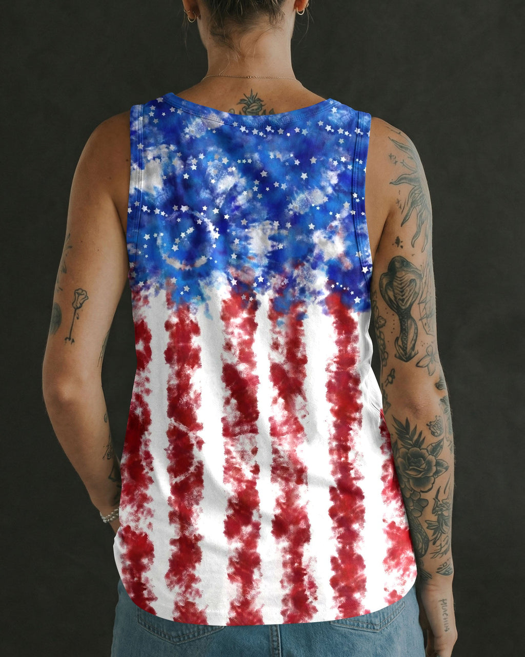 LOVE SKULL RED WHITE AND BLUE ALL OVER PRINT - TYLN2004261