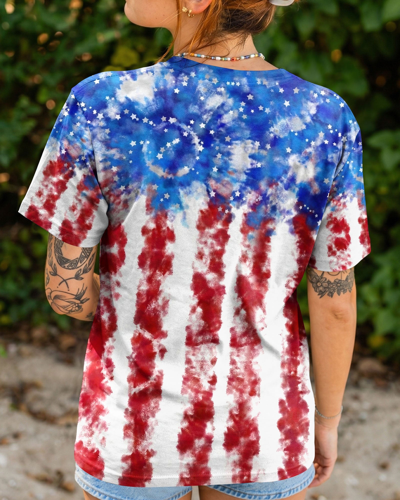 LOVE SKULL RED WHITE AND BLUE ALL OVER PRINT - TYLN2004261