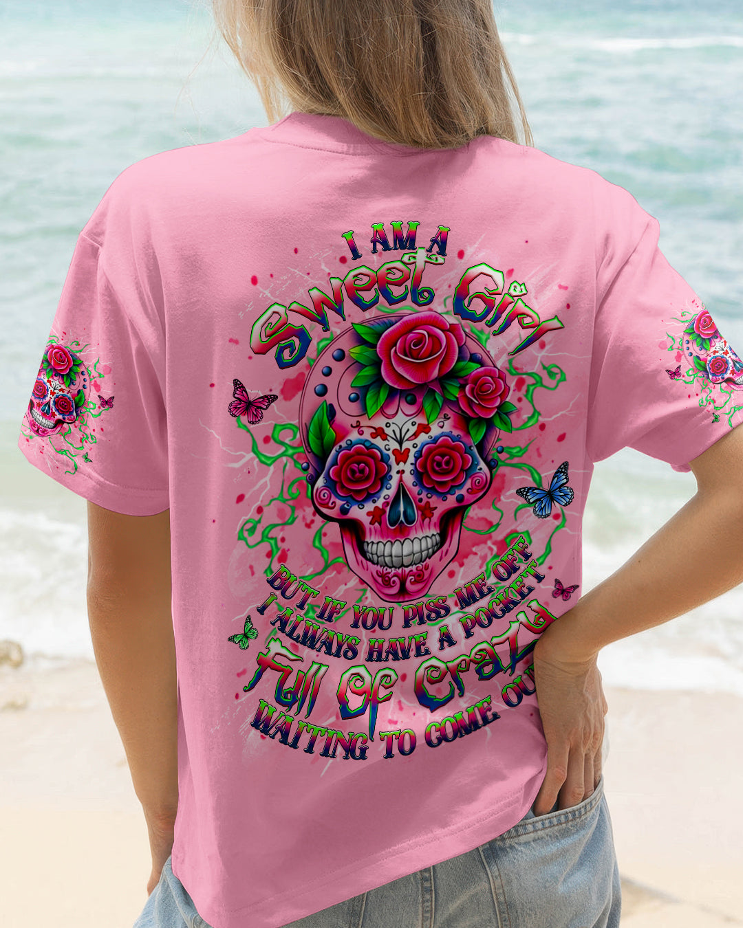 I AM A SWEET GIRL FLOWER SKULL ALL OVER PRINT - YHHG1201261