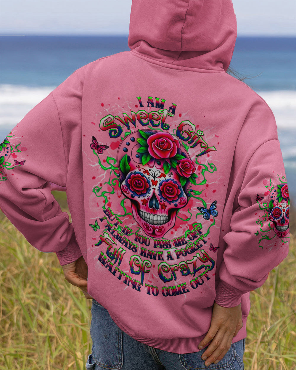 I AM A SWEET GIRL FLOWER SKULL ALL OVER PRINT - YHHG1201261