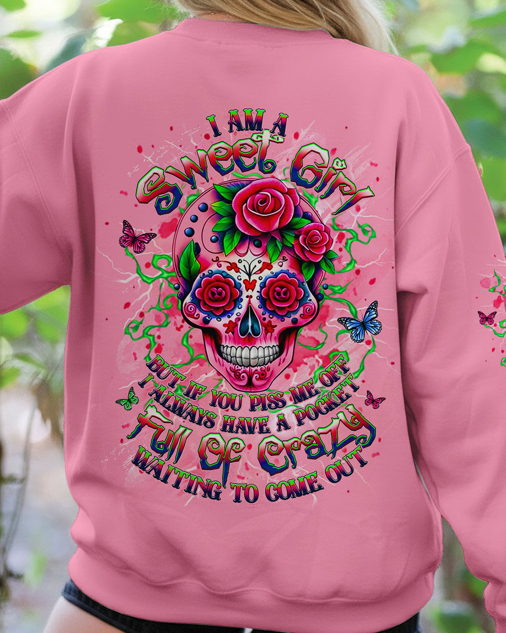 I AM A SWEET GIRL FLOWER SKULL ALL OVER PRINT - YHHG1201261