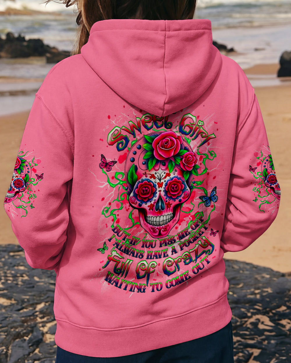 I AM A SWEET GIRL FLOWER SKULL ALL OVER PRINT - YHHG1201261