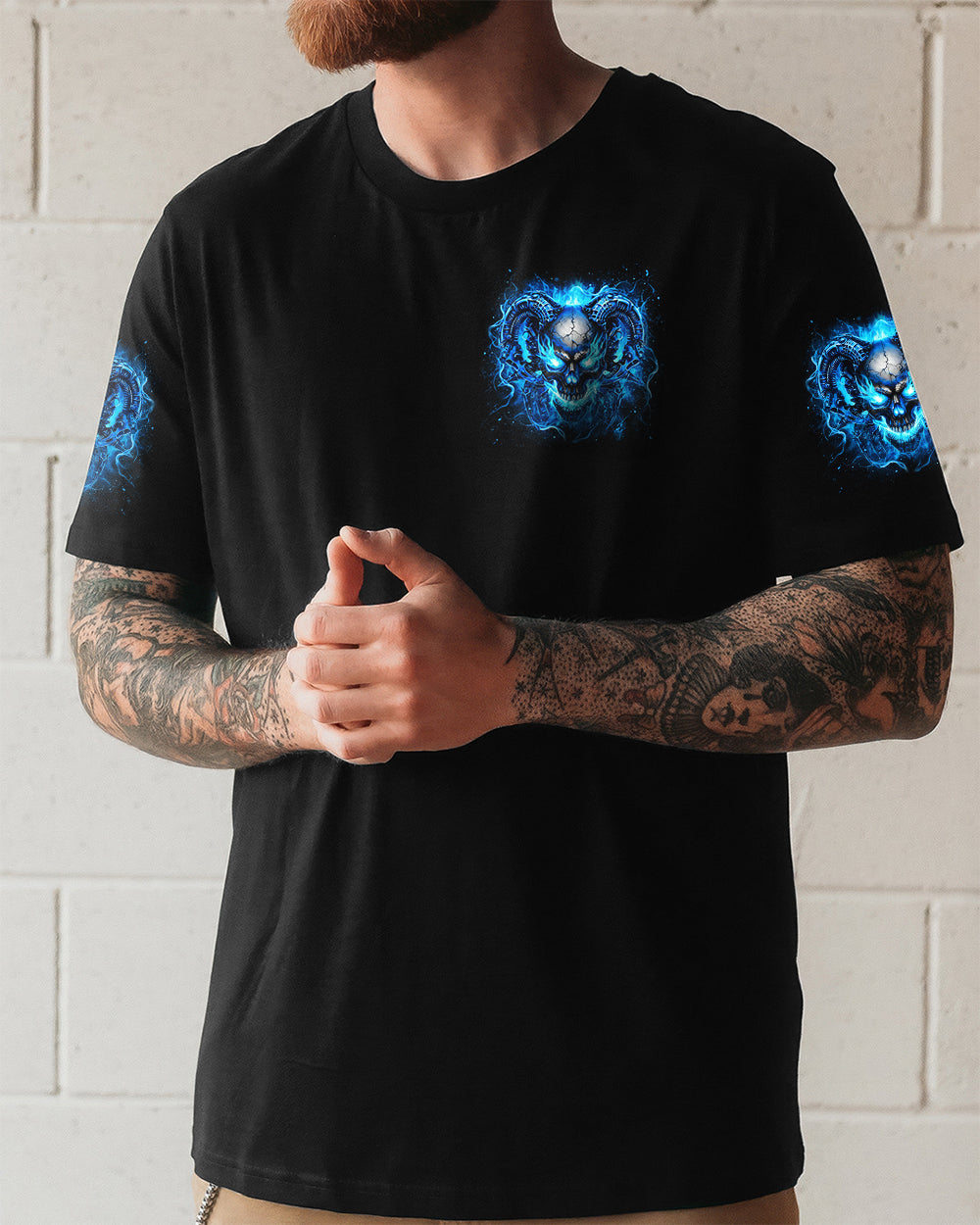 I'M NEVER ALONE BLUE SKULL DEMON ALL OVER PRINT - YHLN1201263