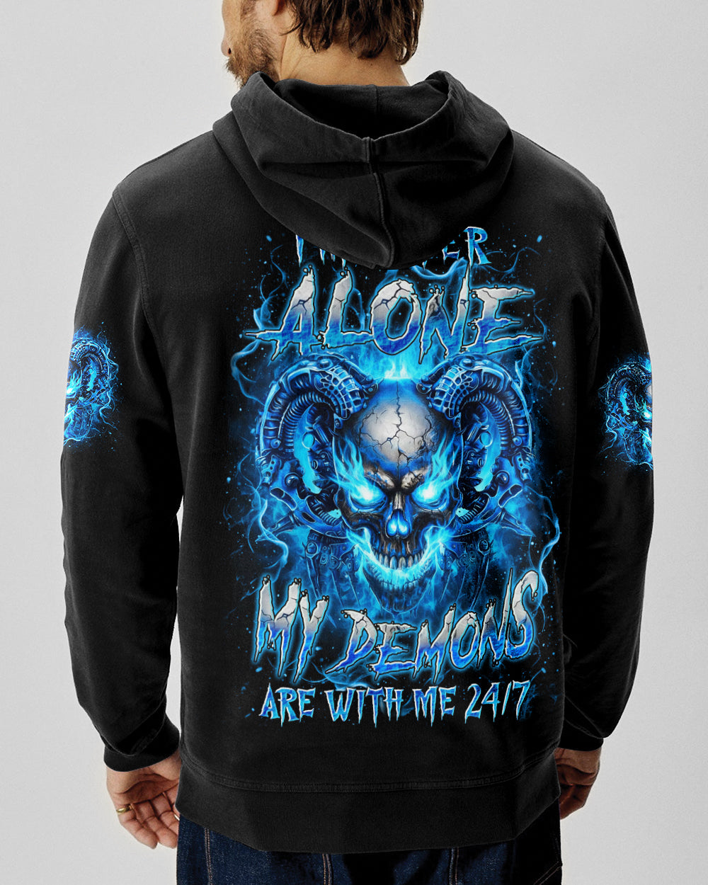 I'M NEVER ALONE BLUE SKULL DEMON ALL OVER PRINT - YHLN1201263