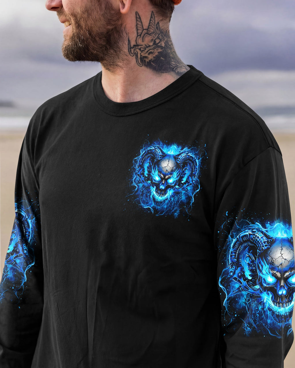 I'M NEVER ALONE BLUE SKULL DEMON ALL OVER PRINT - YHLN1201263