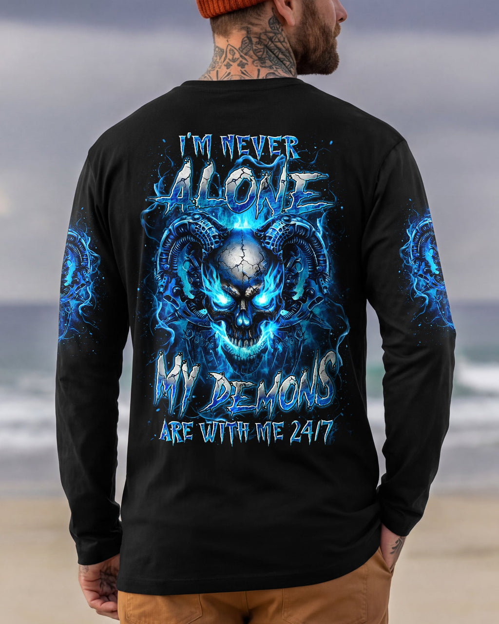 I'M NEVER ALONE BLUE SKULL DEMON ALL OVER PRINT - YHLN1201263