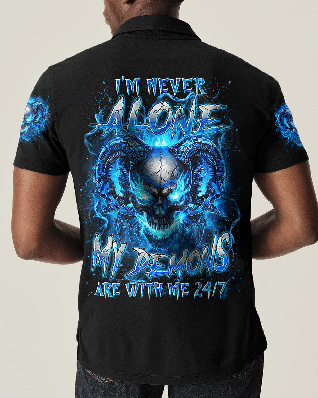 I'M NEVER ALONE BLUE SKULL DEMON ALL OVER PRINT - YHLN1201263